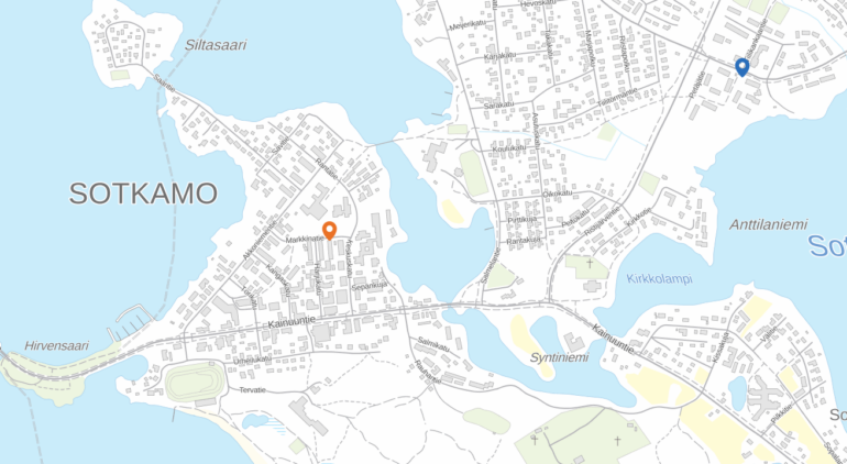 Sotkamon keskustan kartta.