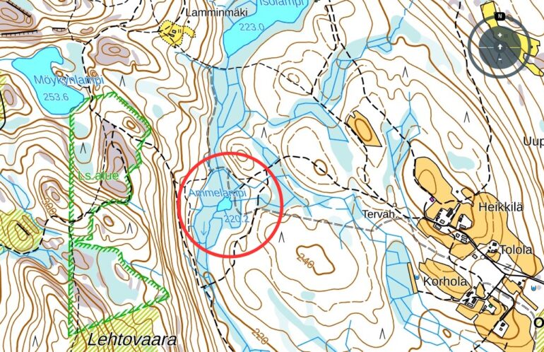 Ammelammen sijainti kartalla.