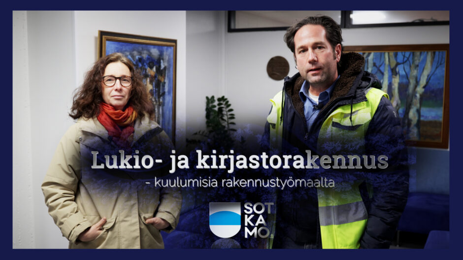 Lukio-kirjaston rakennushankkeen esittelyvideon haastateltavat Monika Gardini ja Mika Kurth.