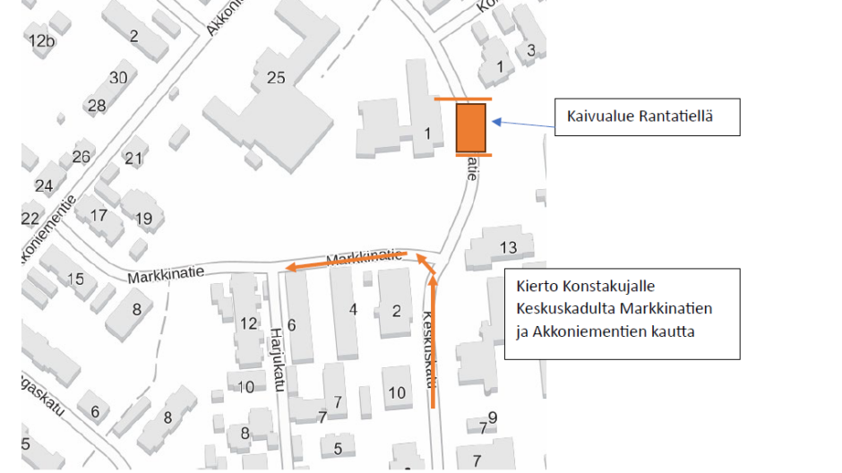 Rantatiellä muuttuneet liikennejärjestelyt