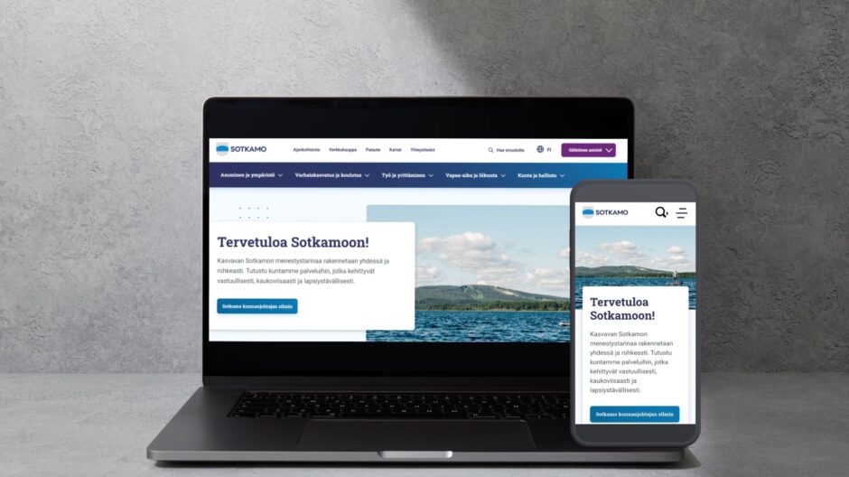 Tietokone ja mobiilinäkymä verkkosivuista