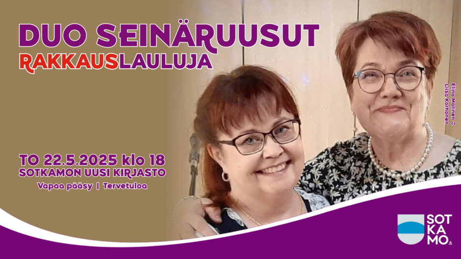Duo Seinäruusujen keikka 22.5. klo 18 lukio-kirjaston tapahtuma-aukiolla